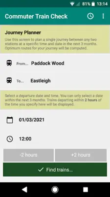 Commuter Train Check android App screenshot 1