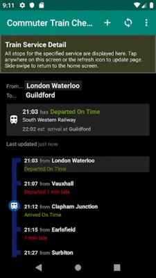 Commuter Train Check android App screenshot 2